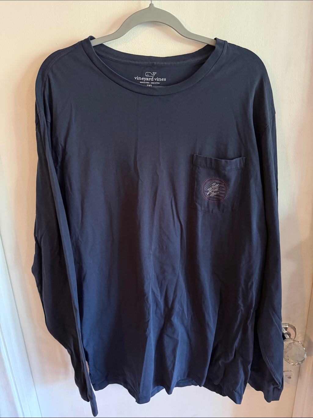 Vineyard Vines Men's Long-Sleeve Pocket Tee Navy Blue Zac Brown Band